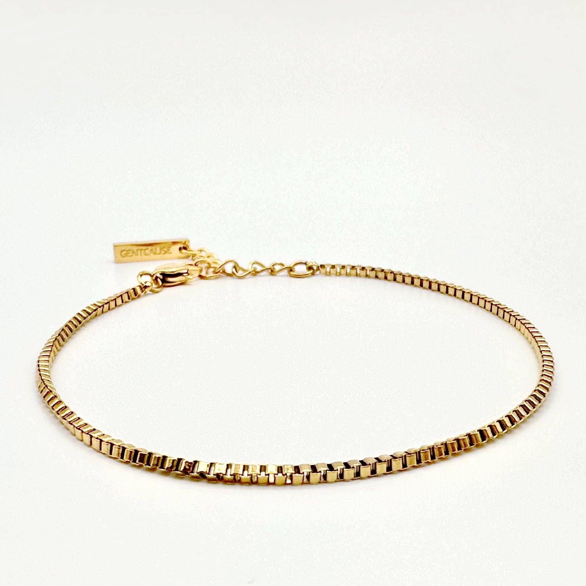 Box Chain Bracelet | Adjustable 18K Gold-Plated Men Bracelet