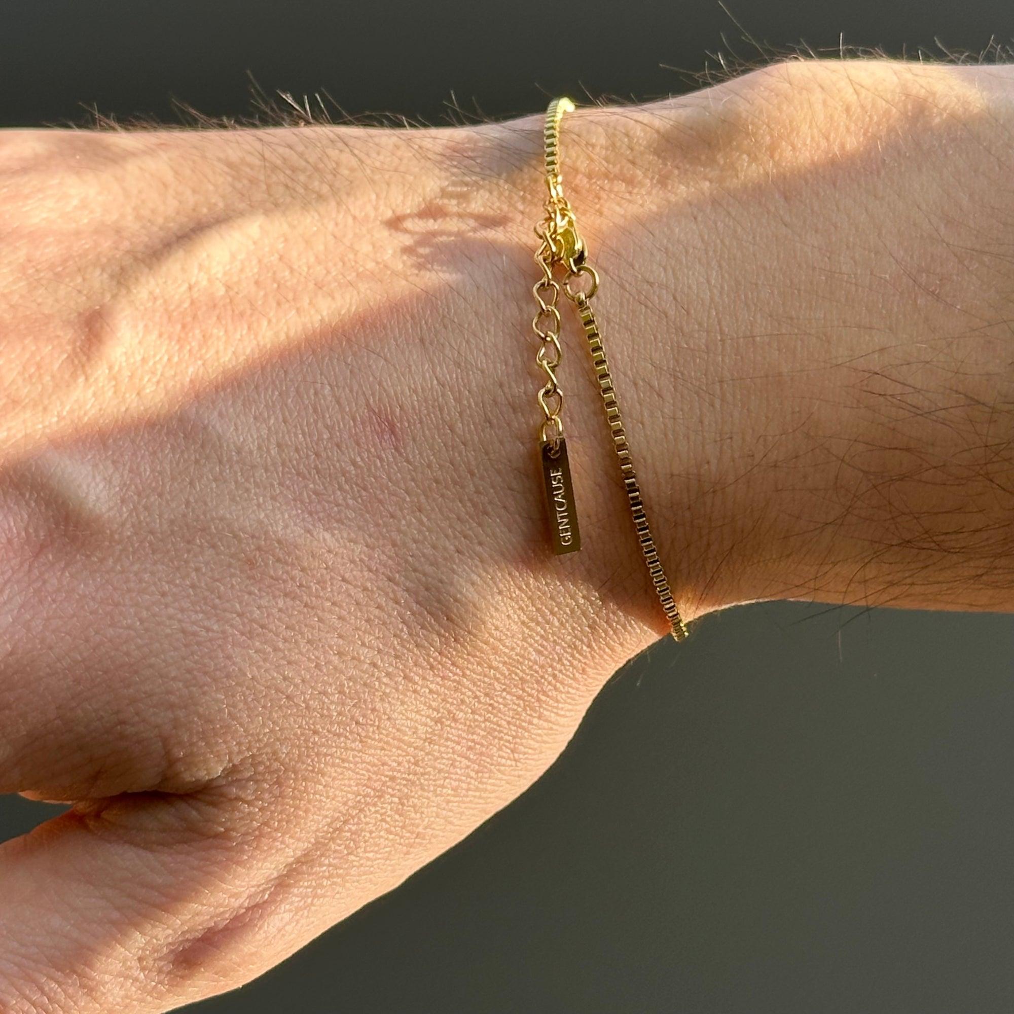 Box Chain Bracelet | Adjustable 18K Gold-Plated Men Bracelet