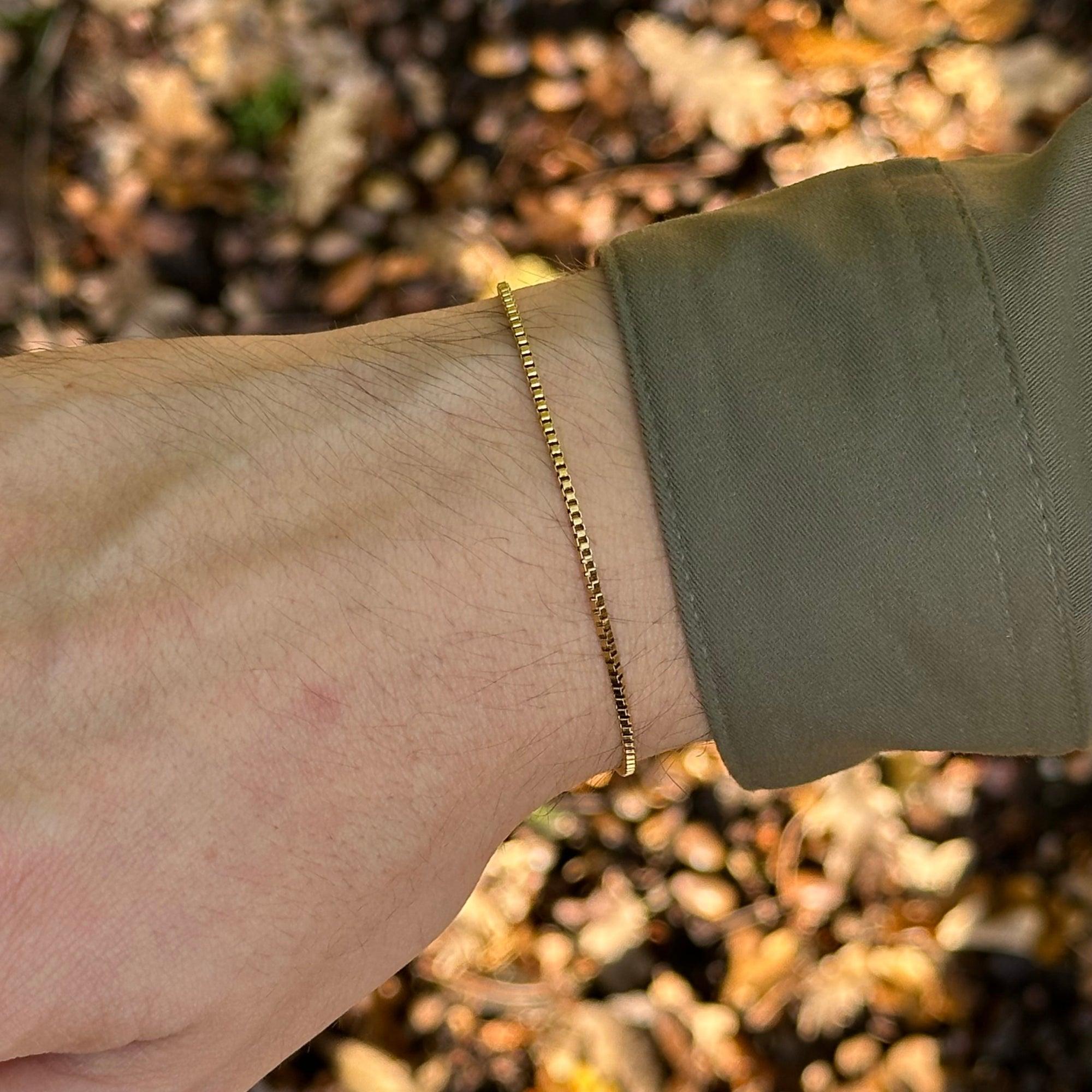 Box Chain Bracelet | Adjustable 18K Gold-Plated Men Bracelet