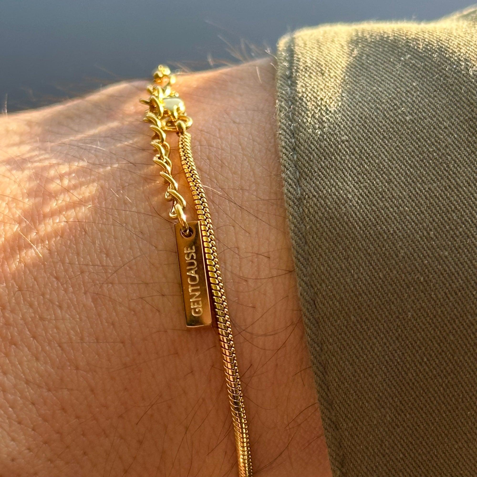 Snake Chain Bracelet | Adjustable 18K Gold-Plated Men Bracelet