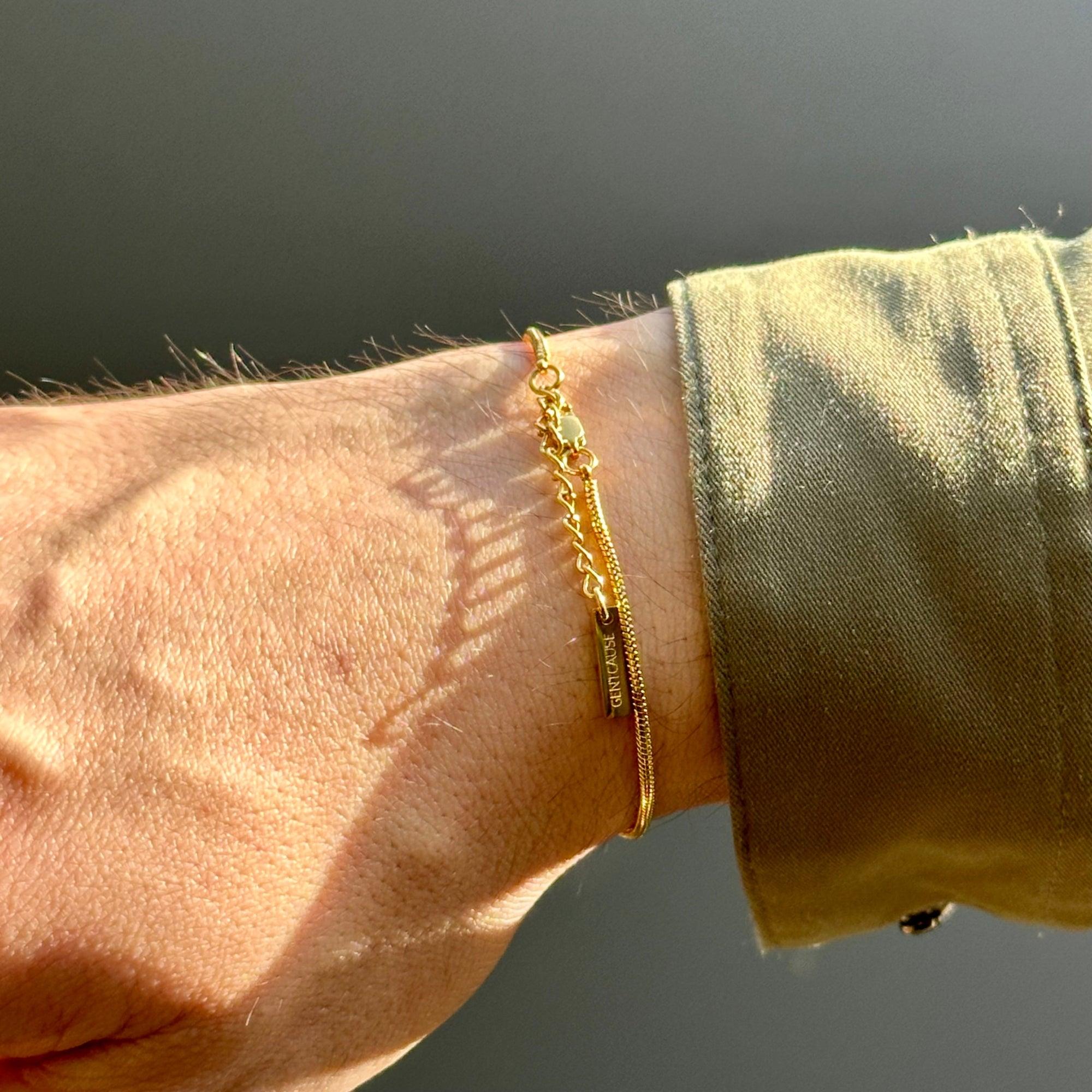 Snake Chain Bracelet | Adjustable 18K Gold-Plated Men Bracelet